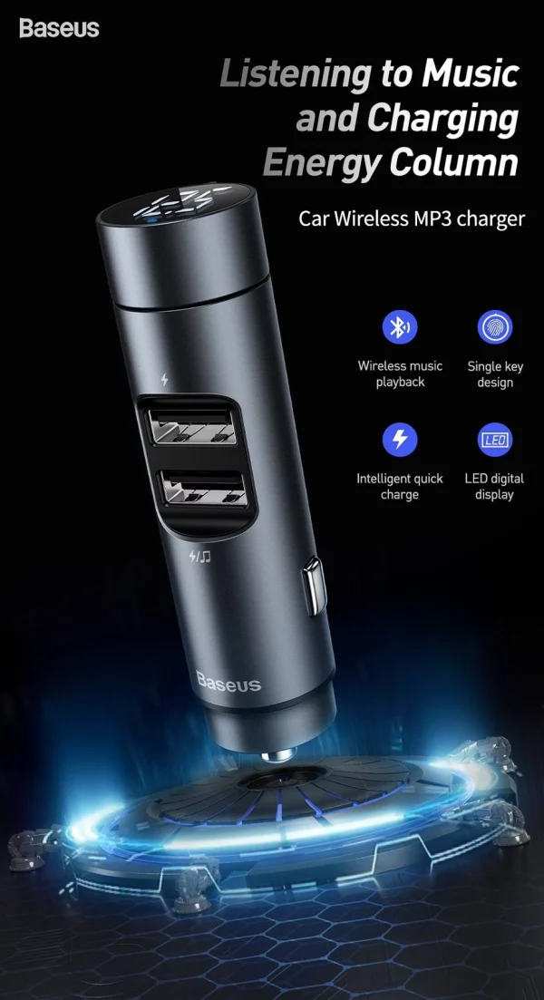 Baseus Energy Column Car Wireless MP3 Charger FM Transmitter - Image 2
