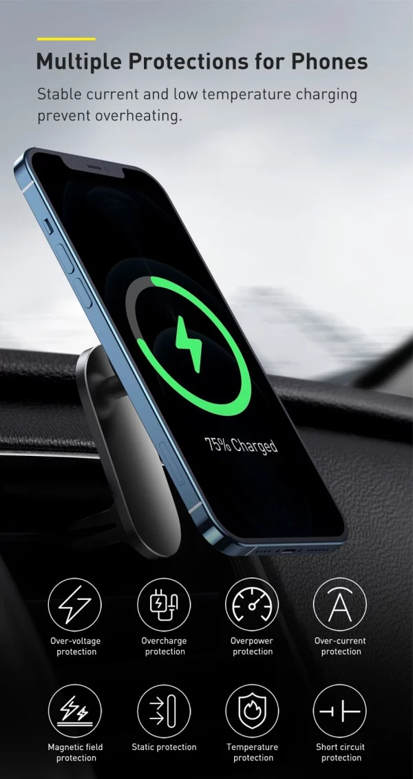 Baseus Magnetic Car Mobile Phone Holder 15W Wireless Fast Charger