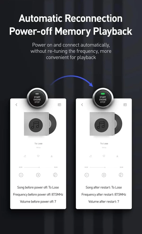 Baseus Energy Column Car Wireless MP3 Charger FM Transmitter - Image 6