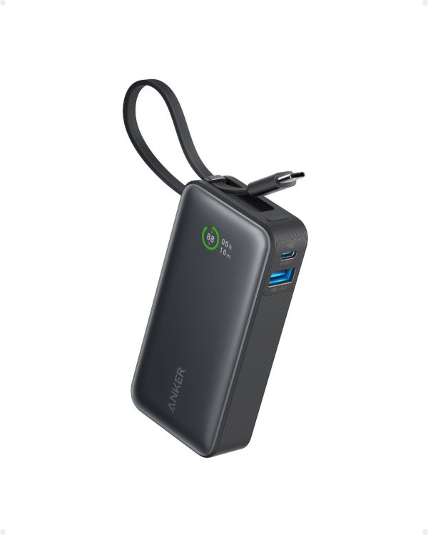 Anker Nano Power Bank (30W, Built-In-USB-C Cable)- Black