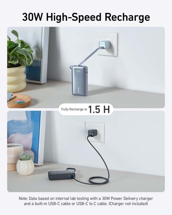 Anker Nano Power Bank (30W, Built-In-USB-C Cable)-blue - Image 6