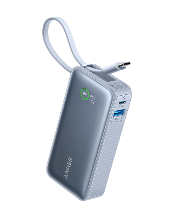 Anker Nano Power Bank (30W, Built-In-USB-C Cable) White