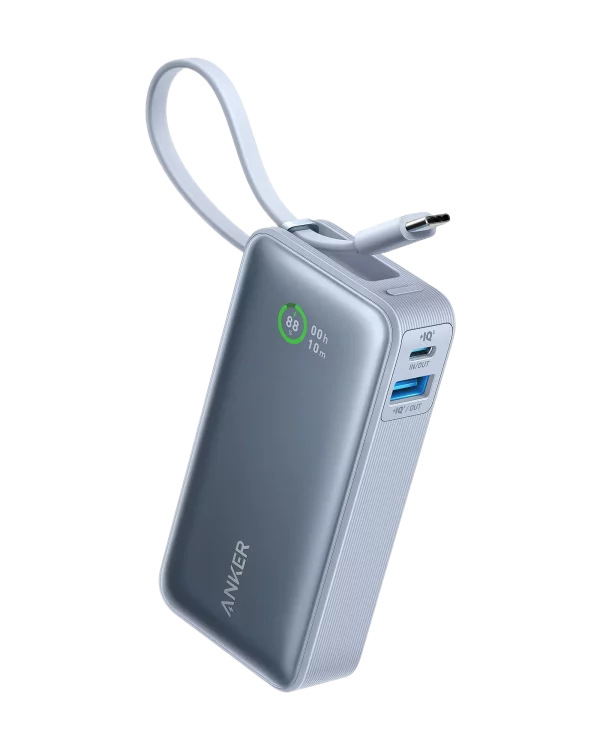 Anker Nano Power Bank (30W, Built-In-USB-C Cable)-blue
