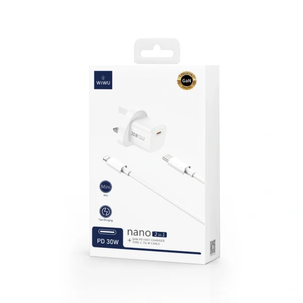 Wi-U006 C-L 30W PD fast Charger/ EU Plug +USB C to Lightning - Image 4