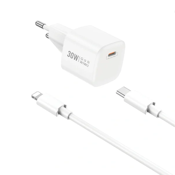 Wi-U006 C-L 30W PD fast Charger/ EU Plug +USB C to Lightning - Image 2