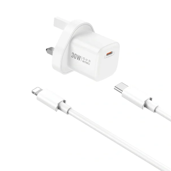 Wi-U006 C-L 30W PD fast Charger/ EU Plug +USB C to Lightning - Image 5